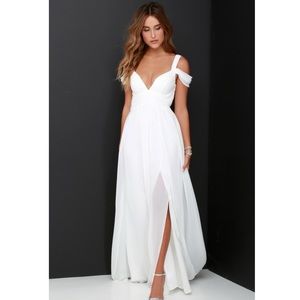 Lulu’s Ocean of Elegance Ivory Maxi Dress
